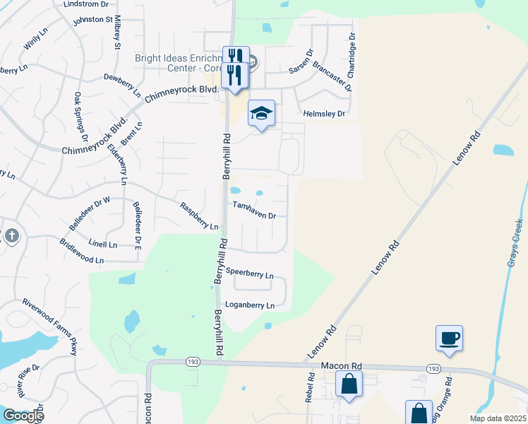 map of restaurants, bars, coffee shops, grocery stores, and more near 9254 Tamhaven Drive in Shelby County