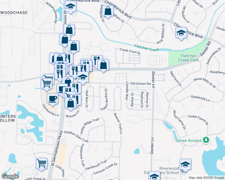 map of restaurants, bars, coffee shops, grocery stores, and more near 1709 Beaver Trail Drive in Memphis
