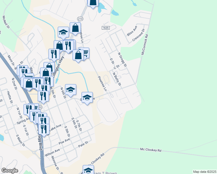 map of restaurants, bars, coffee shops, grocery stores, and more near 101-199 Spanish Wells Drive in Spring Lake
