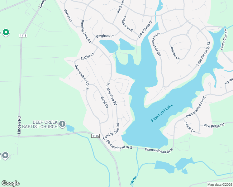 map of restaurants, bars, coffee shops, grocery stores, and more near 33 Westlake Pointe Lane in Pinehurst