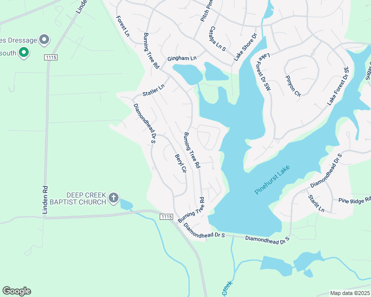 map of restaurants, bars, coffee shops, grocery stores, and more near 1245 Burning Tree Road in Pinehurst