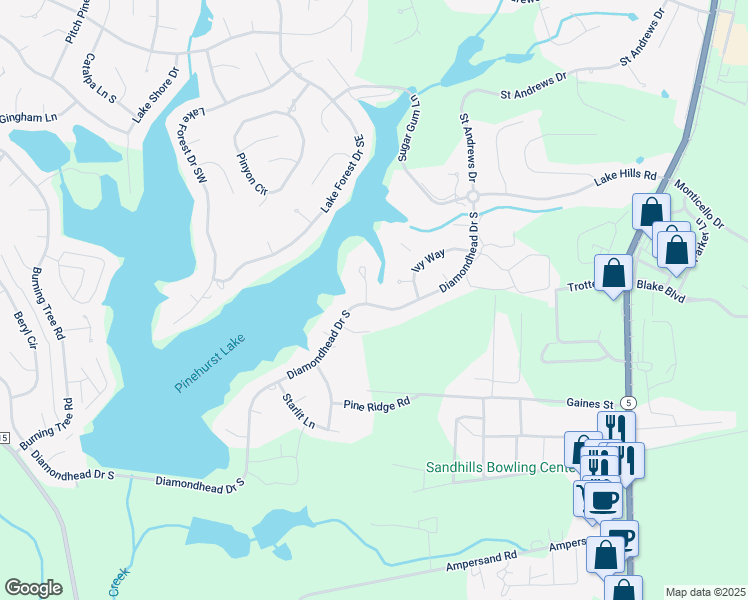 map of restaurants, bars, coffee shops, grocery stores, and more near Diamondhead Drive South in Aberdeen