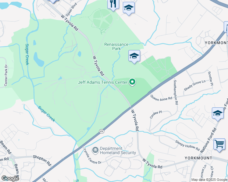 map of restaurants, bars, coffee shops, grocery stores, and more near 1216 West Tyvola Road in Charlotte