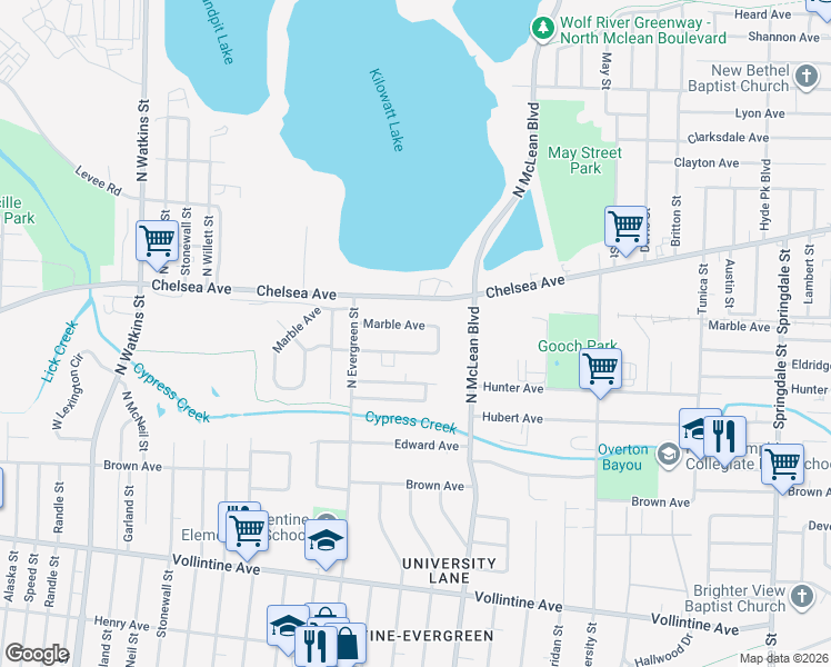 map of restaurants, bars, coffee shops, grocery stores, and more near 1766 Marble Avenue in Memphis