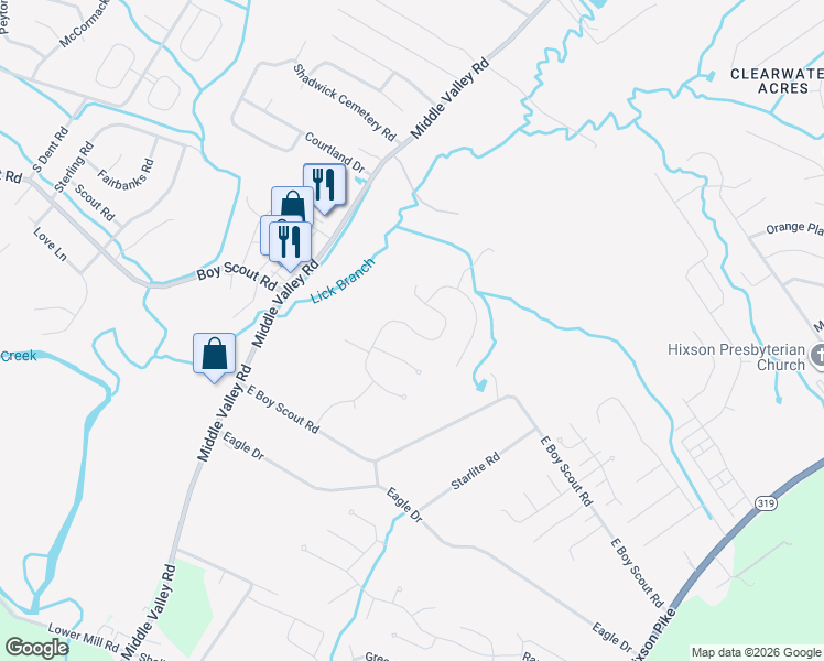 map of restaurants, bars, coffee shops, grocery stores, and more near 6929 Autumn Lake Trail in Middle Valley
