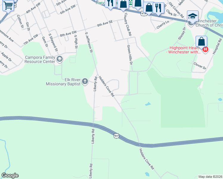 map of restaurants, bars, coffee shops, grocery stores, and more near 170 Houghton Drive in Winchester