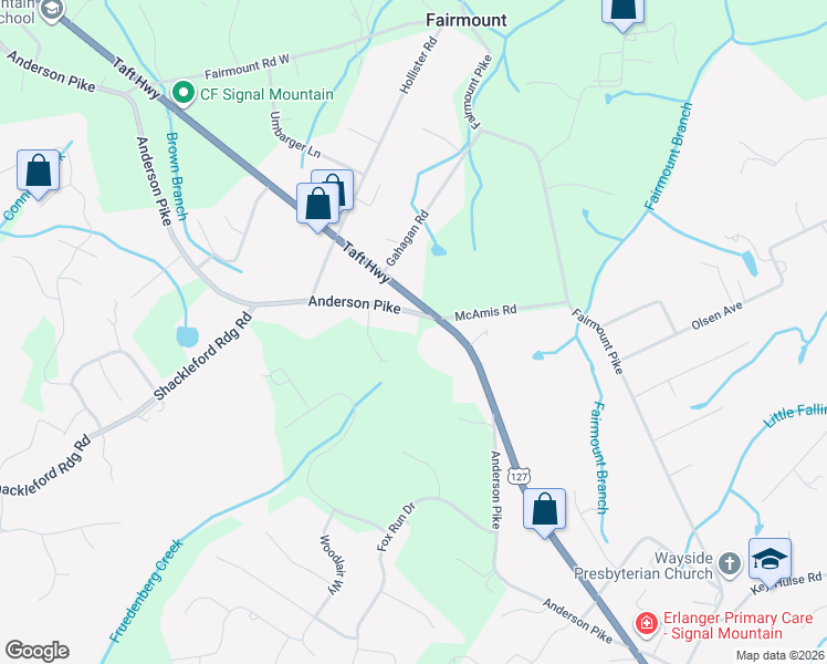 map of restaurants, bars, coffee shops, grocery stores, and more near 3305 Anderson Pike in Signal Mountain