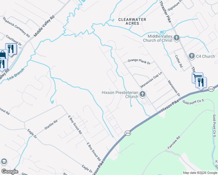 map of restaurants, bars, coffee shops, grocery stores, and more near 1164 Little Sorrel Road in Middle Valley