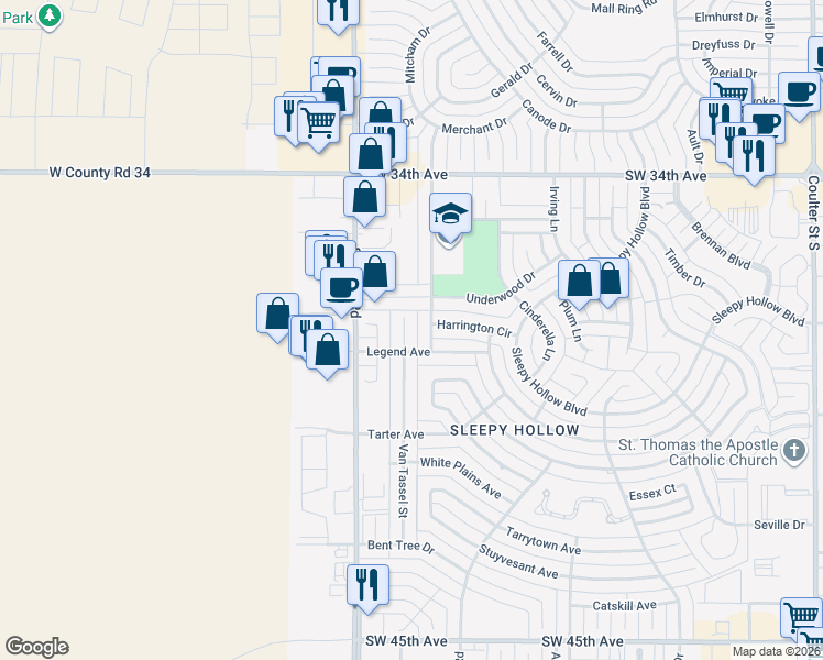 map of restaurants, bars, coffee shops, grocery stores, and more near 3504 Reeder Drive in Amarillo