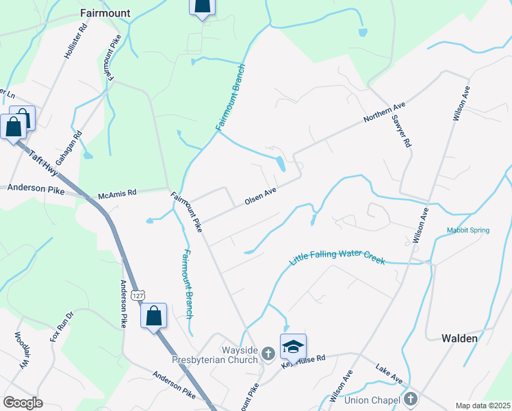 map of restaurants, bars, coffee shops, grocery stores, and more near 914 Olsen Avenue in Signal Mountain