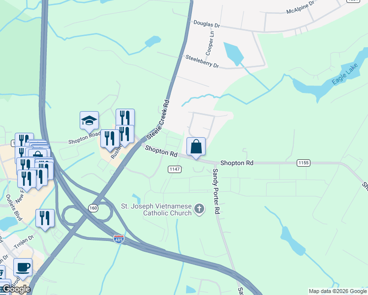 map of restaurants, bars, coffee shops, grocery stores, and more near in Charlotte