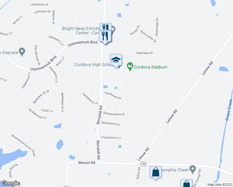 map of restaurants, bars, coffee shops, grocery stores, and more near 1698 Tamhaven Court in Shelby