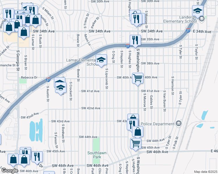 map of restaurants, bars, coffee shops, grocery stores, and more near 4013 South Lipscomb Street in Amarillo