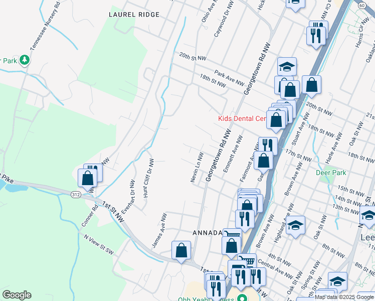 map of restaurants, bars, coffee shops, grocery stores, and more near 1170 10th Street Northwest in Cleveland