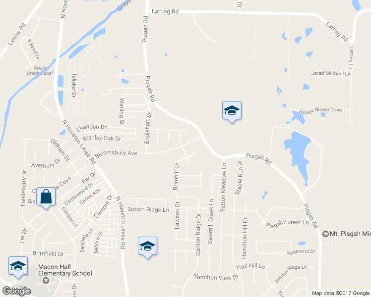 map of restaurants, bars, coffee shops, grocery stores, and more near 10189 Bloomsbury Avenue in Shelby County