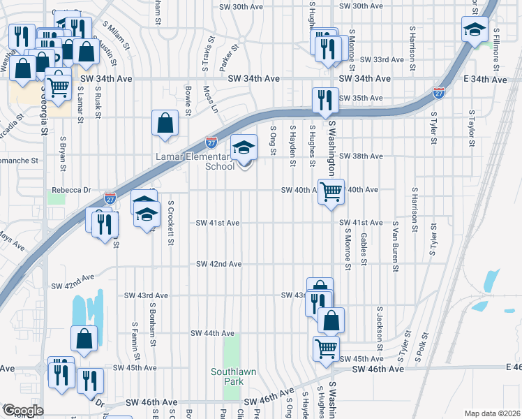 map of restaurants, bars, coffee shops, grocery stores, and more near 4009 South Lipscomb Street in Amarillo