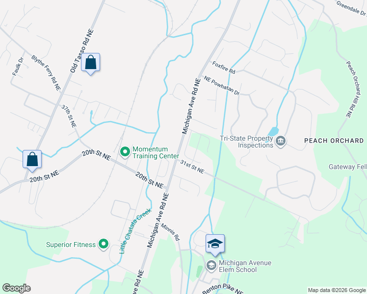 map of restaurants, bars, coffee shops, grocery stores, and more near 3101-3349 Michigan Ave Rd NE in Cleveland