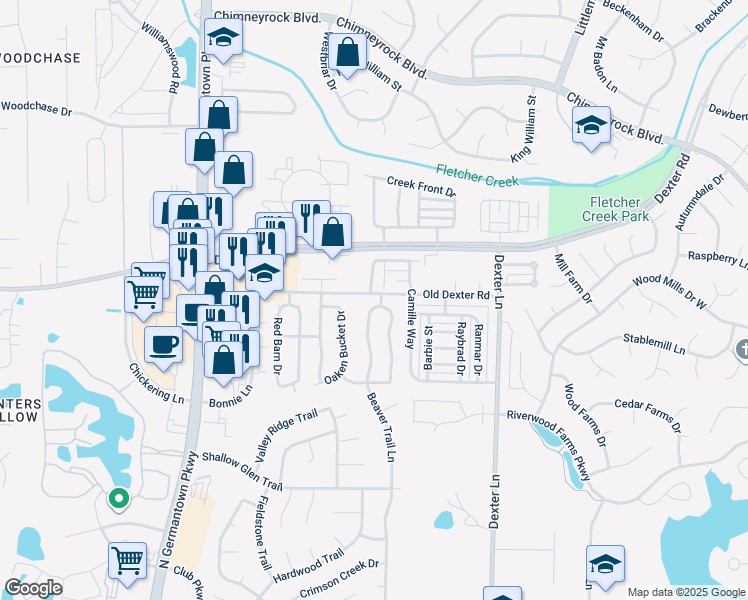 map of restaurants, bars, coffee shops, grocery stores, and more near 1709 Beaver Trail Drive in Memphis
