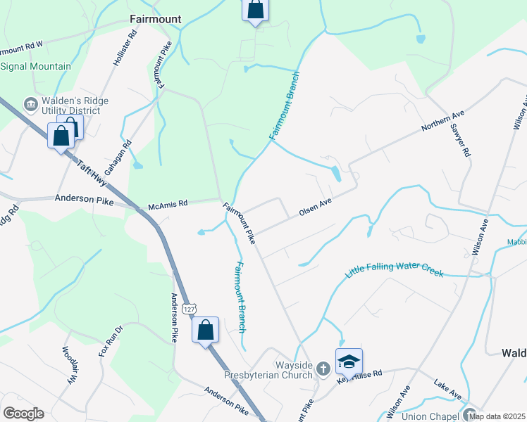 map of restaurants, bars, coffee shops, grocery stores, and more near 1010 Northern Ave in Signal Mountain