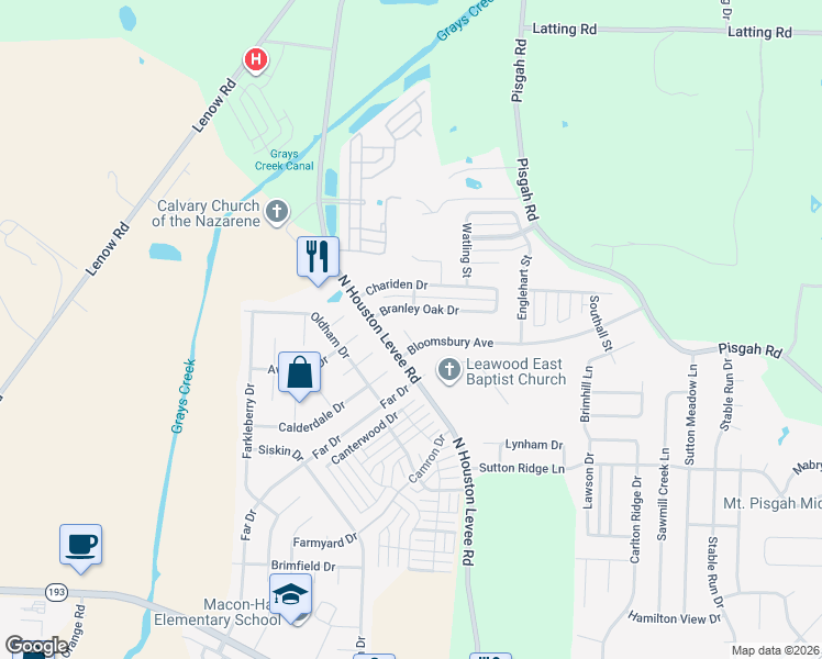 map of restaurants, bars, coffee shops, grocery stores, and more near 1704 Valley Sage Cove in Shelby County