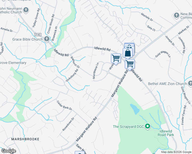 map of restaurants, bars, coffee shops, grocery stores, and more near 4235 Bathurst Drive in Charlotte