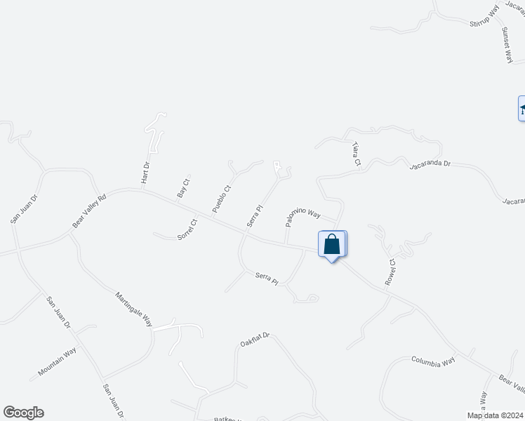 map of restaurants, bars, coffee shops, grocery stores, and more near 24320 Serra Place in Tehachapi