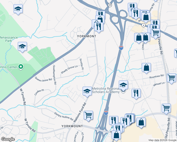 map of restaurants, bars, coffee shops, grocery stores, and more near 514 Rutland Drive in Charlotte
