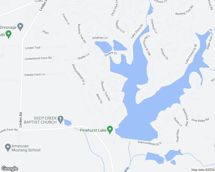 map of restaurants, bars, coffee shops, grocery stores, and more near 38 Westlake Pointe Drive in Pinehurst