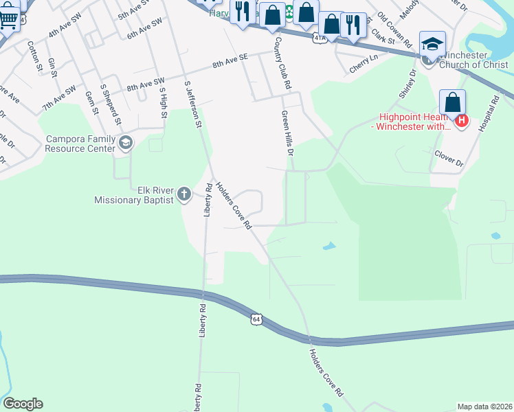 map of restaurants, bars, coffee shops, grocery stores, and more near 170 Houghton Drive in Winchester