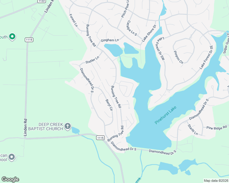 map of restaurants, bars, coffee shops, grocery stores, and more near 1200 Burning Tree Road in Pinehurst