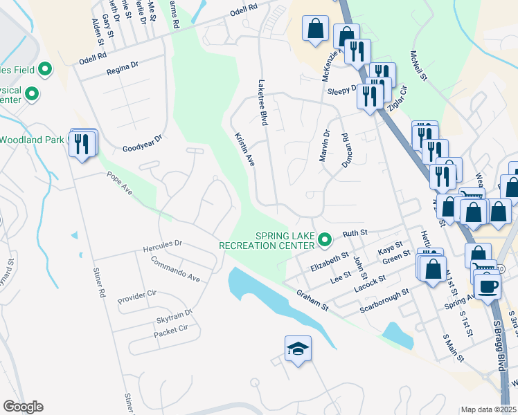map of restaurants, bars, coffee shops, grocery stores, and more near 226 Kristin Avenue in Spring Lake