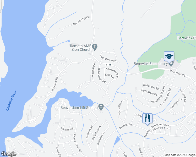 map of restaurants, bars, coffee shops, grocery stores, and more near 5716 Selkirkshire Road in Charlotte