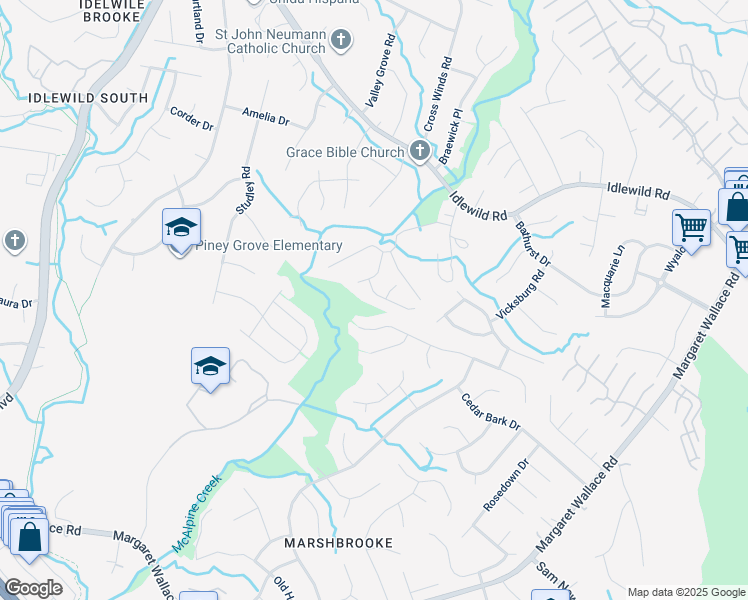 map of restaurants, bars, coffee shops, grocery stores, and more near 4512 Biemann Valley Drive in Charlotte