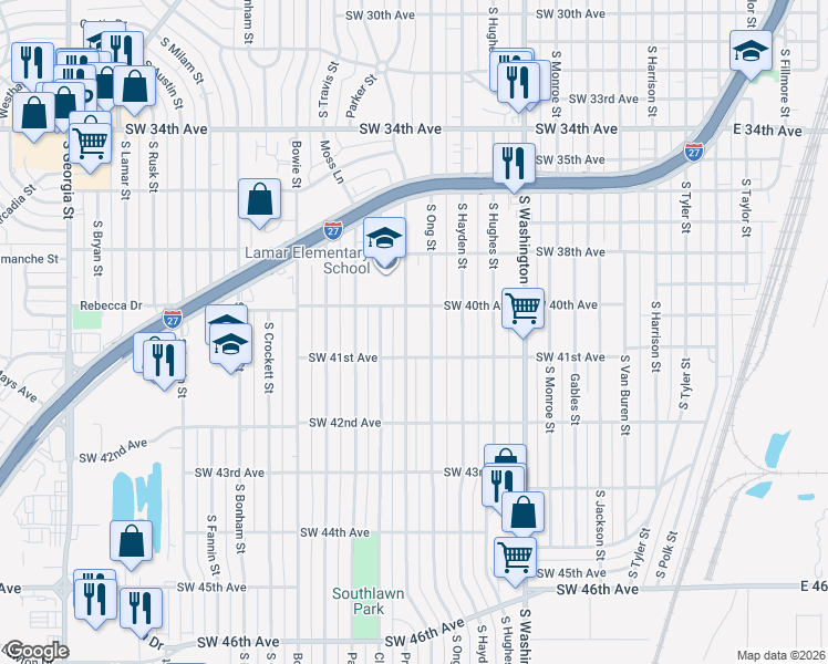 map of restaurants, bars, coffee shops, grocery stores, and more near 4009 S Lipscomb St in Amarillo