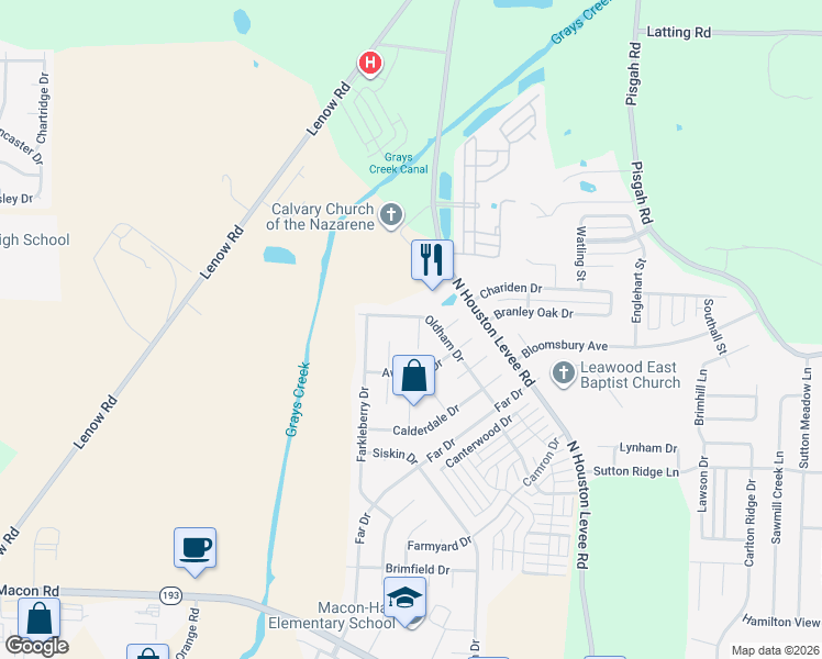 map of restaurants, bars, coffee shops, grocery stores, and more near 1707 Mandel Knoll Cove in Shelby County