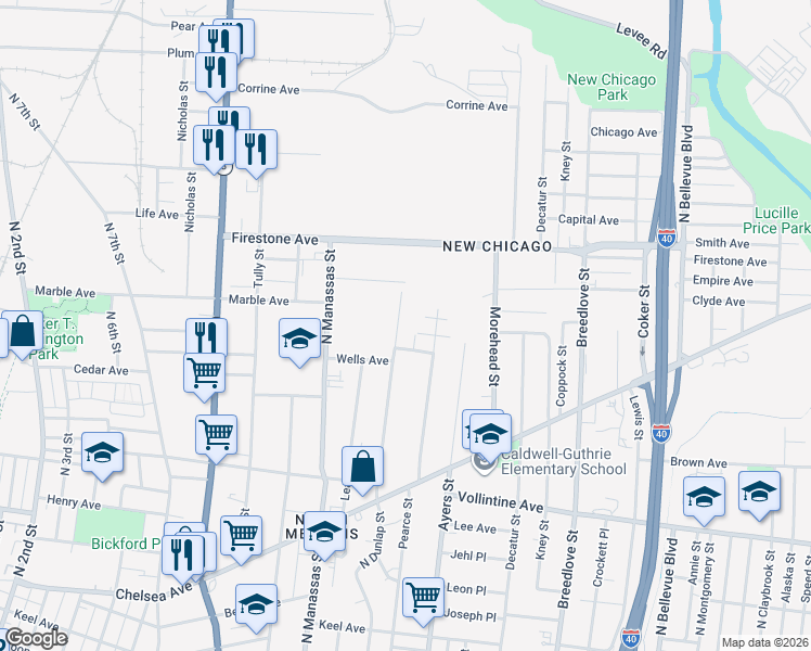 map of restaurants, bars, coffee shops, grocery stores, and more near 1152 North Dunlap Street in Memphis