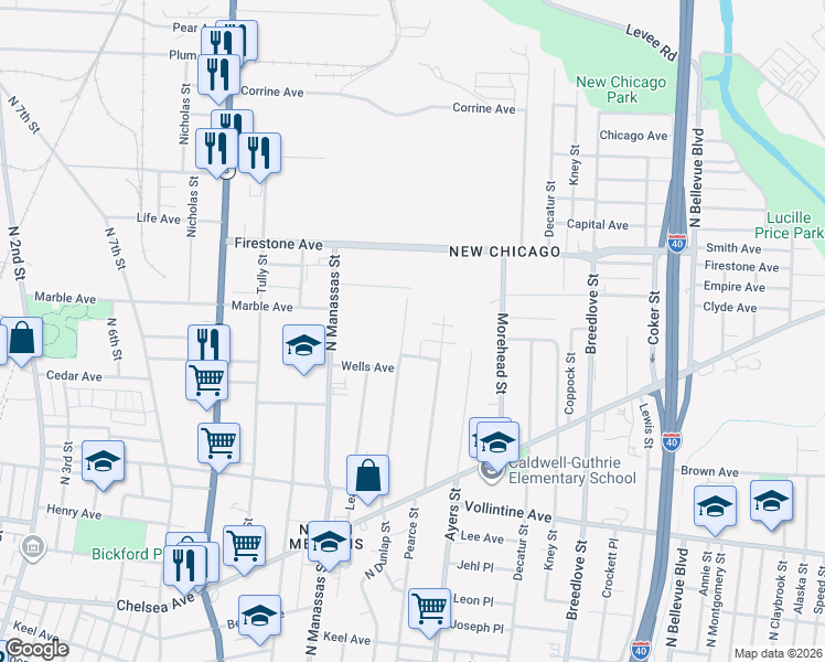 map of restaurants, bars, coffee shops, grocery stores, and more near 1152 North Dunlap Street in Memphis