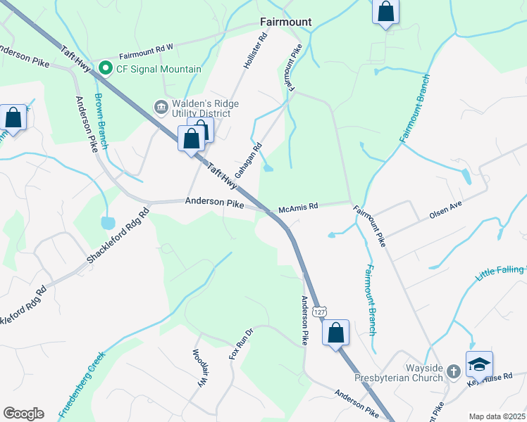 map of restaurants, bars, coffee shops, grocery stores, and more near 3106 Anderson Pike in Signal Mountain