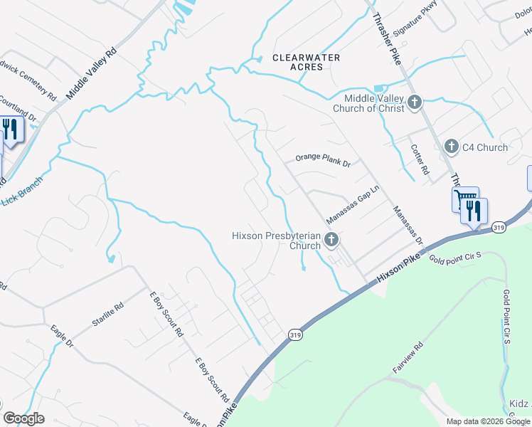 map of restaurants, bars, coffee shops, grocery stores, and more near 6567 Turner Ashby Drive in Middle Valley