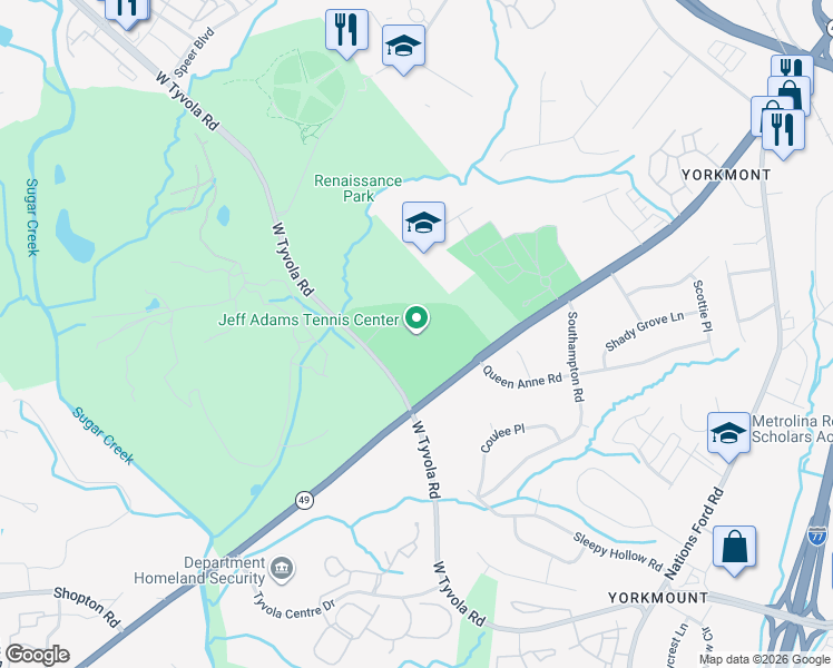 map of restaurants, bars, coffee shops, grocery stores, and more near 1200 West Tyvola Road in Charlotte
