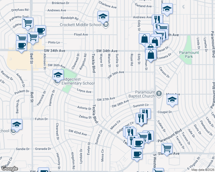map of restaurants, bars, coffee shops, grocery stores, and more near 3611 Torre Drive in Amarillo