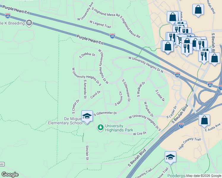map of restaurants, bars, coffee shops, grocery stores, and more near 3409 Carol Drive in Flagstaff
