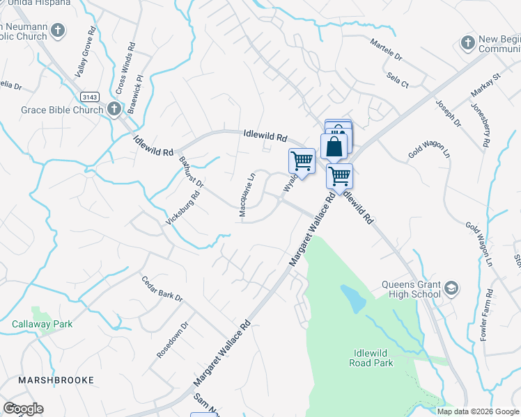 map of restaurants, bars, coffee shops, grocery stores, and more near 4235 Bathurst Drive in Charlotte