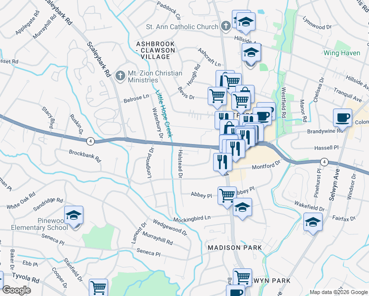map of restaurants, bars, coffee shops, grocery stores, and more near in Charlotte