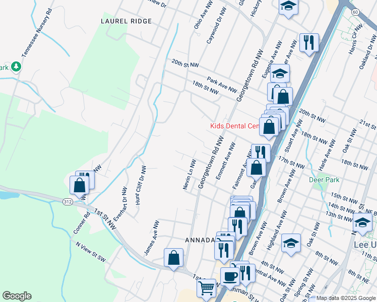 map of restaurants, bars, coffee shops, grocery stores, and more near 1170 10th Street Northwest in Cleveland