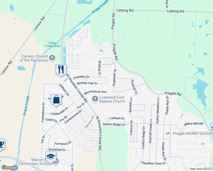 map of restaurants, bars, coffee shops, grocery stores, and more near 10075 Branley Oak Drive in Shelby County