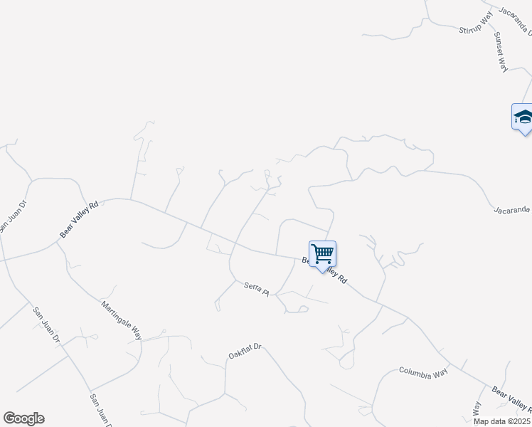 map of restaurants, bars, coffee shops, grocery stores, and more near 24321 Palomino Way in Tehachapi