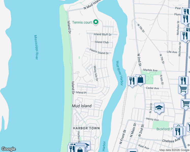 map of restaurants, bars, coffee shops, grocery stores, and more near 1160 Fleetsbay Drive in Memphis