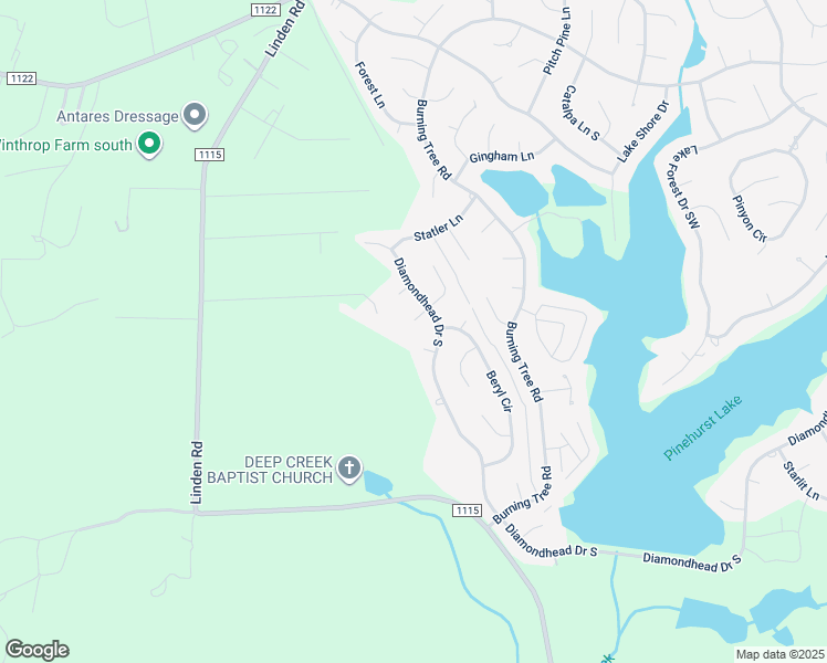 map of restaurants, bars, coffee shops, grocery stores, and more near 6 Beryl Lane in Pinehurst