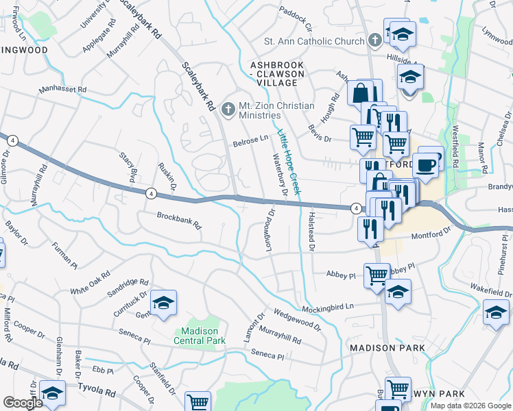 map of restaurants, bars, coffee shops, grocery stores, and more near in Charlotte